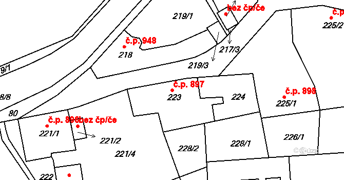 Hořovice 897 na parcele st. 223 v KÚ Velká Víska, Katastrální mapa