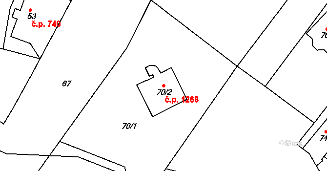 Smržovka 1268 na parcele st. 70/2 v KÚ Smržovka, Katastrální mapa