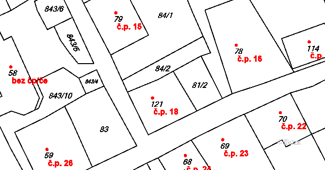 Mikulov 18 na parcele st. 121 v KÚ Mikulov v Krušných horách, Katastrální mapa