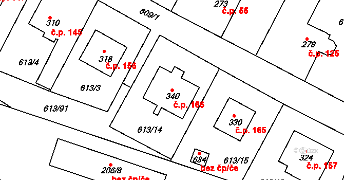 Čachovice 166 na parcele st. 340 v KÚ Čachovice, Katastrální mapa