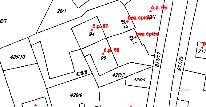 Luby 68, Klatovy na parcele st. 95 v KÚ Luby, Katastrální mapa