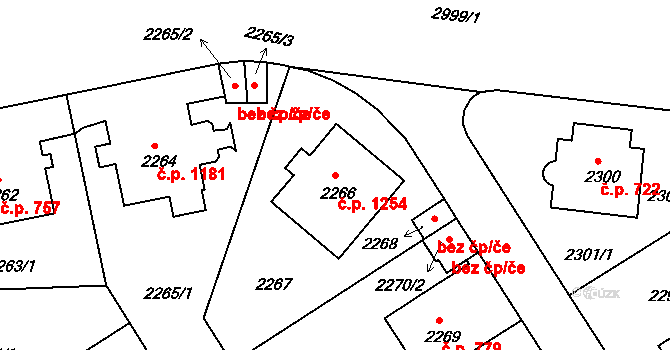 Nusle 1254, Praha na parcele st. 2266 v KÚ Nusle, Katastrální mapa