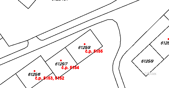 Chomutov 5155 na parcele st. 6125/8 v KÚ Chomutov I, Katastrální mapa