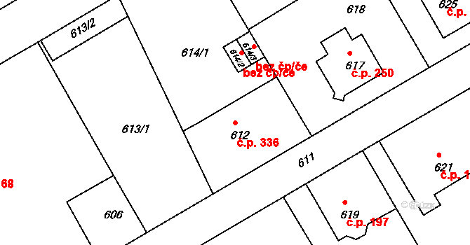 Liberec XI-Růžodol I 336, Liberec na parcele st. 612 v KÚ Růžodol I, Katastrální mapa