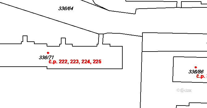 Pražské Předměstí 222,223,224,225, Bílina na parcele st. 336/71 v KÚ Bílina, Katastrální mapa