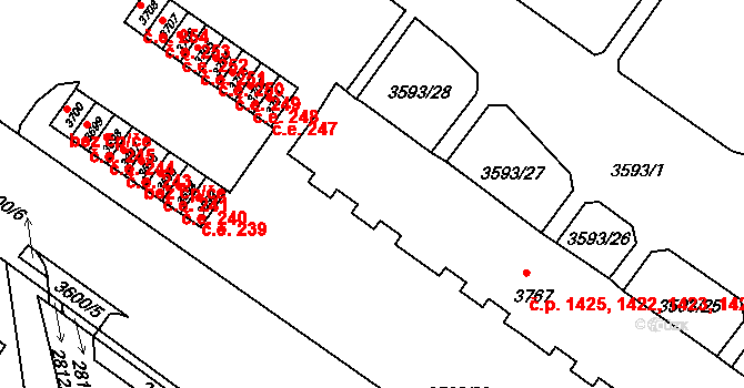 Šlapanice 1422,1423,1424,1425 na parcele st. 3767 v KÚ Šlapanice u Brna, Katastrální mapa