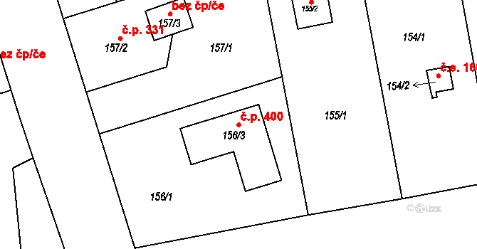 Josefov 400, Jaroměř na parcele st. 156/3 v KÚ Josefov u Jaroměře, Katastrální mapa