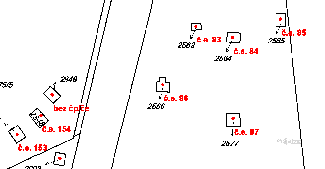 Úšovice 86, Mariánské Lázně na parcele st. 2566 v KÚ Úšovice, Katastrální mapa
