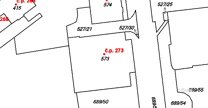 Maršov 273, Krupka na parcele st. 573 v KÚ Maršov u Krupky, Katastrální mapa