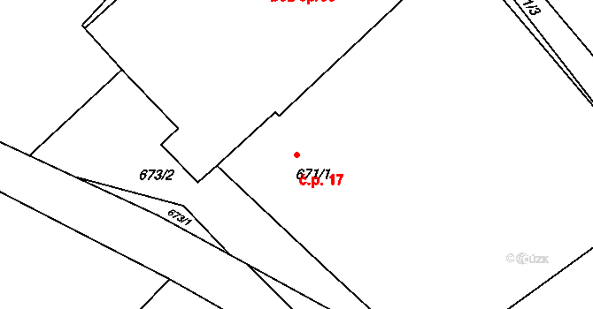 Hradec 17, Rokle na parcele st. 671/1 v KÚ Rokle, Katastrální mapa
