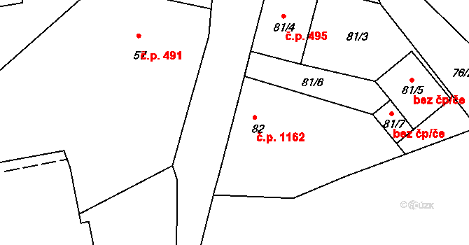 Varnsdorf 1162 na parcele st. 82 v KÚ Varnsdorf, Katastrální mapa