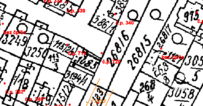 Tvrdonice 729 na parcele st. 1085 v KÚ Tvrdonice, Katastrální mapa