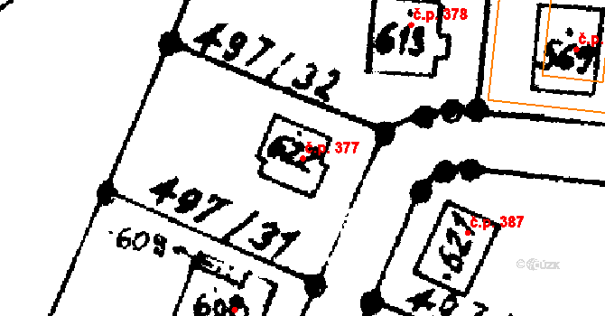 Nasavrky 377 na parcele st. 622 v KÚ Nasavrky, Katastrální mapa