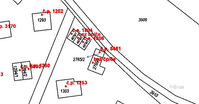 Zlín 5481 na parcele st. 2765/2 v KÚ Zlín, Katastrální mapa