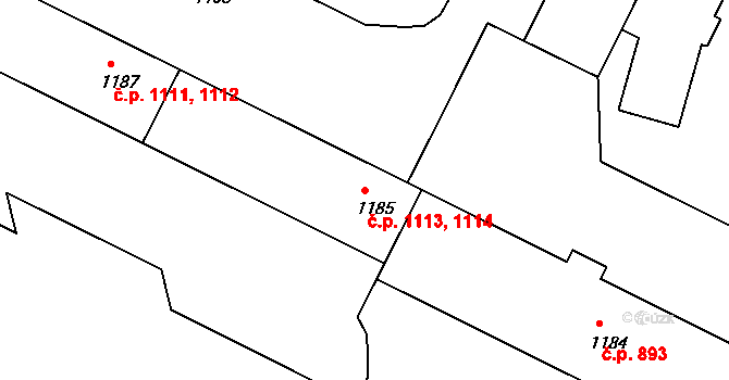 Poruba 1113,1114, Ostrava na parcele st. 1185 v KÚ Poruba, Katastrální mapa
