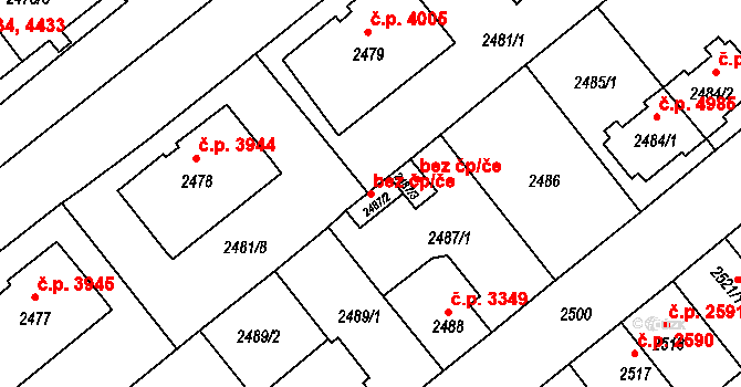 Chomutov 39084655 na parcele st. 2487/2 v KÚ Chomutov II, Katastrální mapa