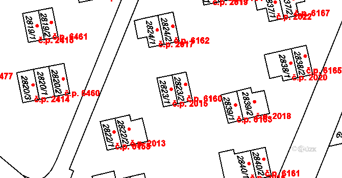 Zlín 2015 na parcele st. 2823/1 v KÚ Zlín, Katastrální mapa