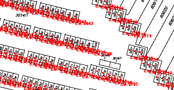 Podlesí 2799, Havířov na parcele st. 3088 v KÚ Bludovice, Katastrální mapa
