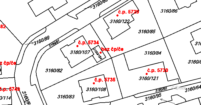 Chomutov 43475655 na parcele st. 3160/154 v KÚ Chomutov II, Katastrální mapa