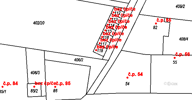 Černěves 43643655 na parcele st. 118 v KÚ Černěves, Katastrální mapa