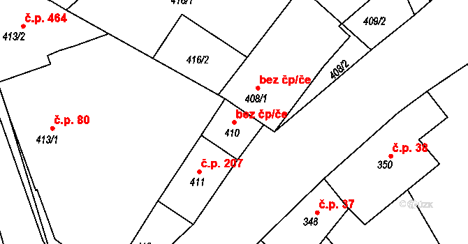 Olešnice 44071655 na parcele st. 410 v KÚ Olešnice na Moravě, Katastrální mapa