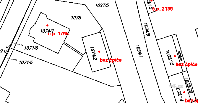 Kladno 44401655 na parcele st. 1074/2 v KÚ Kladno, Katastrální mapa