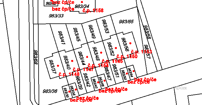 Kylešovice 1145, Opava na parcele st. 983/48 v KÚ Kylešovice, Katastrální mapa
