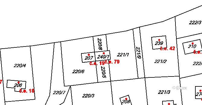 Holešov 47595655 na parcele st. 240/1 v KÚ Žopy, Katastrální mapa