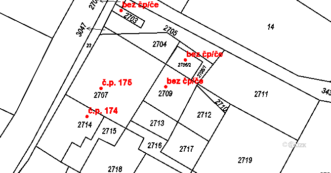Horní Břečkov 49904655 na parcele st. 2709 v KÚ Čížov, Katastrální mapa