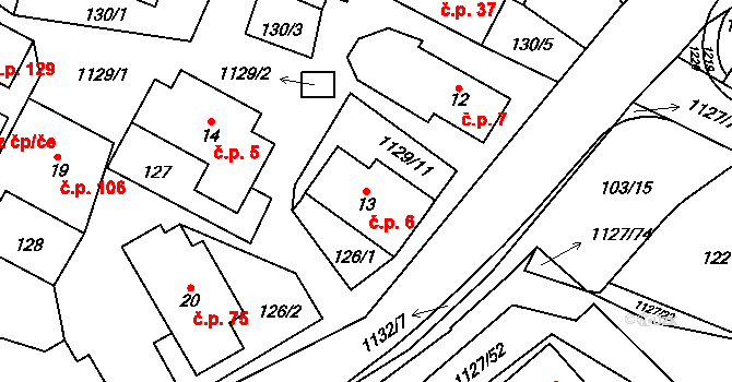 Chlum 6, Hlinsko na parcele st. 13 v KÚ Chlum u Hlinska, Katastrální mapa