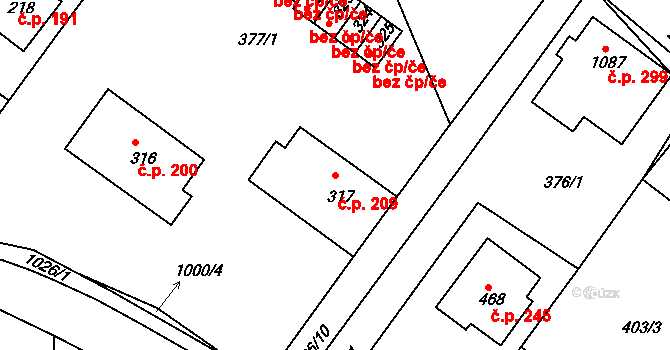 Orlice 209, Letohrad na parcele st. 317 v KÚ Orlice, Katastrální mapa