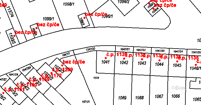 Třešť 1139 na parcele st. 1041 v KÚ Třešť, Katastrální mapa