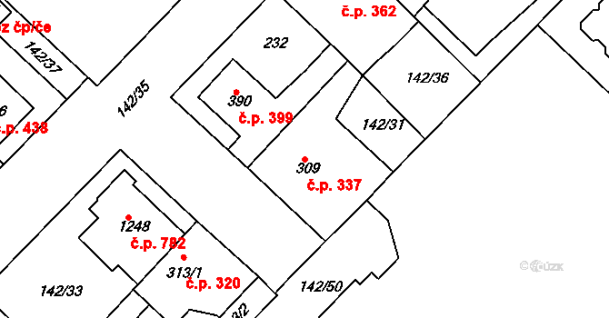 Lobeček 337, Kralupy nad Vltavou na parcele st. 309 v KÚ Lobeček, Katastrální mapa