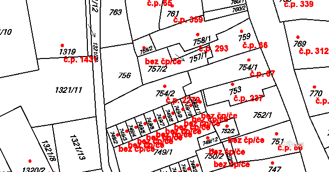 Předměstí 2279, Litoměřice na parcele st. 754/2 v KÚ Litoměřice, Katastrální mapa