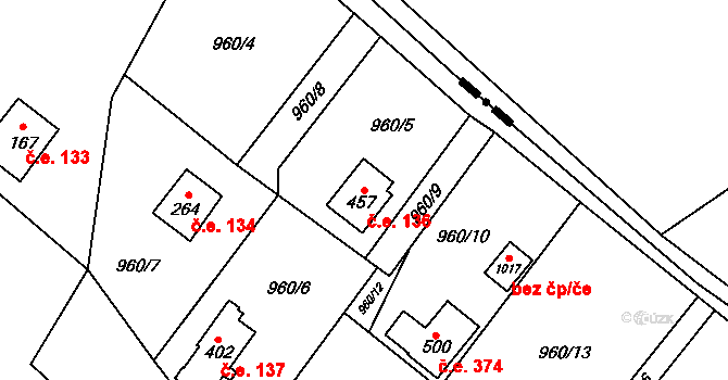 Psáry 136 na parcele st. 457 v KÚ Psáry, Katastrální mapa