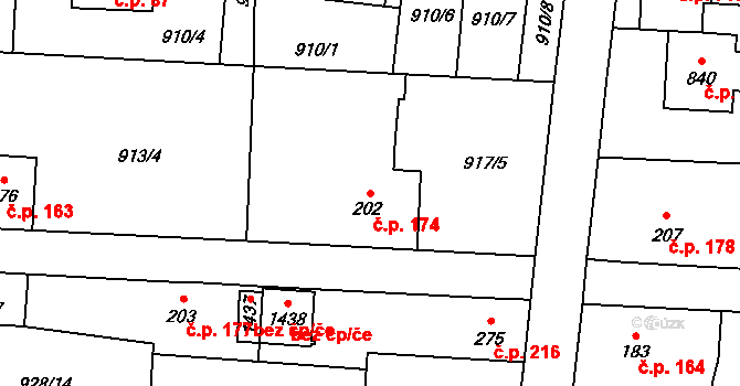 Holýšov 174 na parcele st. 202 v KÚ Holýšov, Katastrální mapa