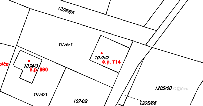 Česká Skalice 714 na parcele st. 1075/2 v KÚ Česká Skalice, Katastrální mapa