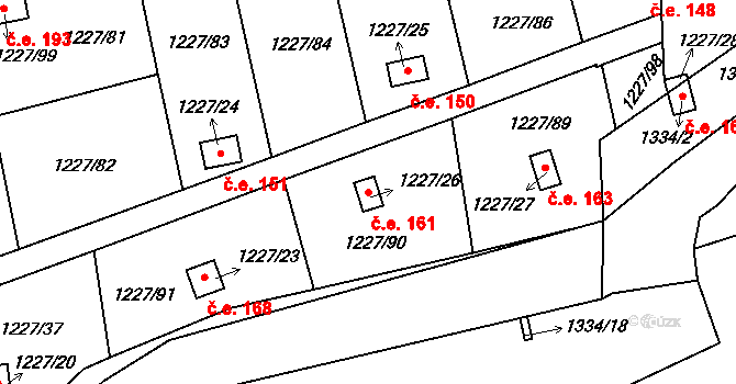 Vejprnice 161 na parcele st. 1227/26 v KÚ Vejprnice, Katastrální mapa