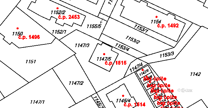 Zábřeh 1515 na parcele st. 1147/5 v KÚ Zábřeh na Moravě, Katastrální mapa