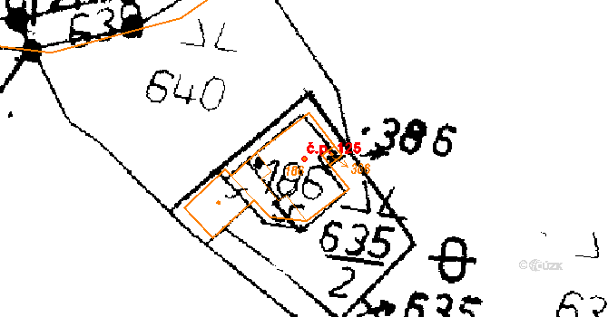 Merboltice 125 na parcele st. 186 v KÚ Merboltice, Katastrální mapa