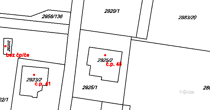 Václavovice 45, Klimkovice na parcele st. 2925/2 v KÚ Klimkovice, Katastrální mapa