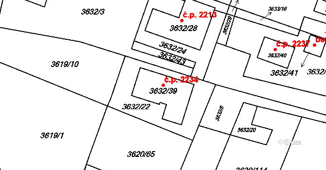 Tachov 2234 na parcele st. 3632/39 v KÚ Tachov, Katastrální mapa