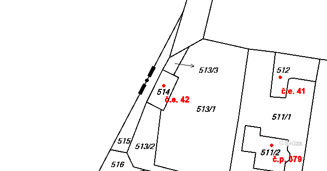 Senec 42, Zruč-Senec na parcele st. 514 v KÚ Senec u Plzně, Katastrální mapa