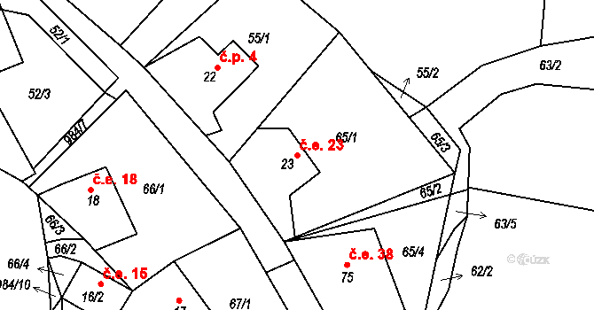 Rájov 23, Perštejn na parcele st. 23 v KÚ Rájov u Perštejna, Katastrální mapa
