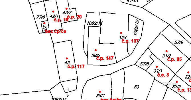 Herálec 147 na parcele st. 39/2 v KÚ Herálec, Katastrální mapa