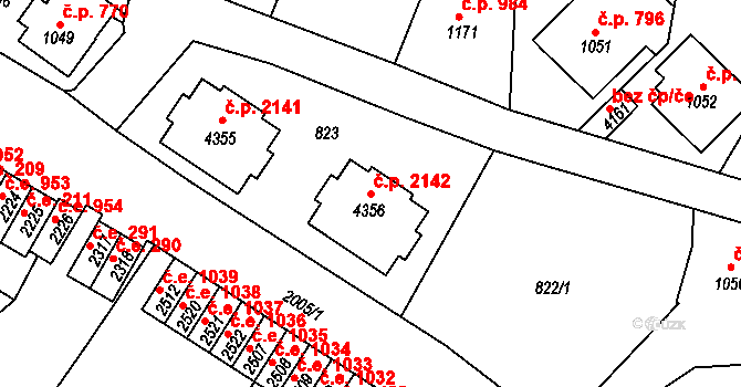 Náchod 2142 na parcele st. 4356 v KÚ Náchod, Katastrální mapa