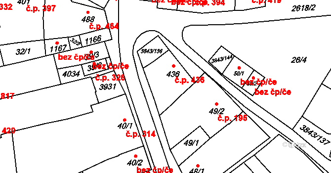 Rakvice 436 na parcele st. 436 v KÚ Rakvice, Katastrální mapa