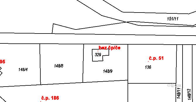 Kojetice 104841656 na parcele st. 329 v KÚ Kojetice na Moravě, Katastrální mapa
