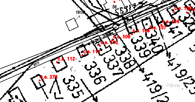 Černíny 110 na parcele st. 337 v KÚ Černíny, Katastrální mapa