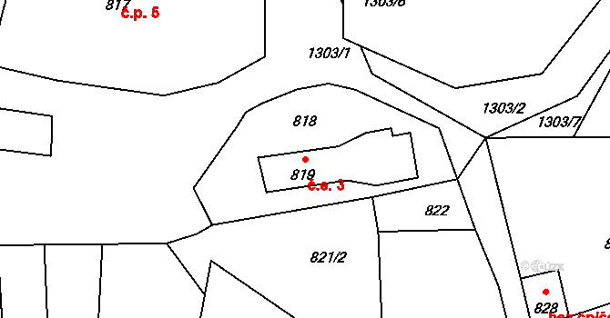 Dubovka 3, Neveklov na parcele st. 819 v KÚ Neveklov, Katastrální mapa